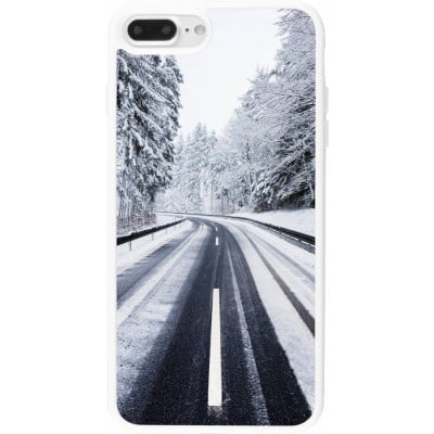 Coque iPhone 7 Plus / 8 Plus - Silicone rigide blanc Winter 22 Snowy Road