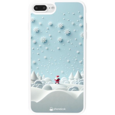 Coque iPhone 7 Plus / 8 Plus - Silicone rigide blanc Noël 2023 Petit Père Flocon