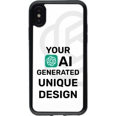 Coque iPhone X / Xs - Gel noir 100% unique générée par intelligence artificielle (AI) avec vos idées