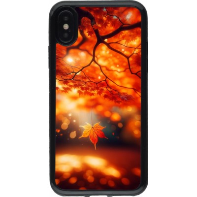 Coque iPhone X / Xs - Gel noir Automne Magique Orange