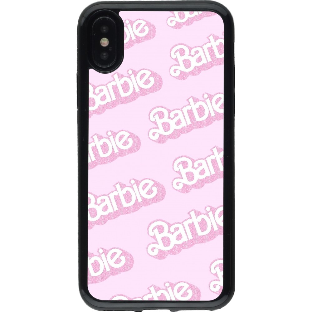 Coque iPhone X / Xs - Gel noir Barbie light pink pattern