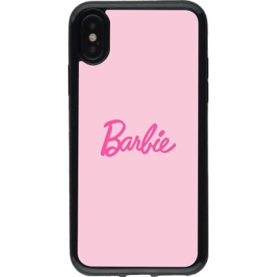 Coque iPhone X / Xs - Gel noir Barbie Text