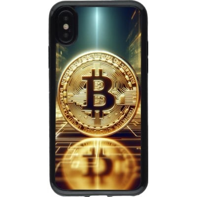 Coque iPhone X / Xs - Gel noir Bitcoin Standing