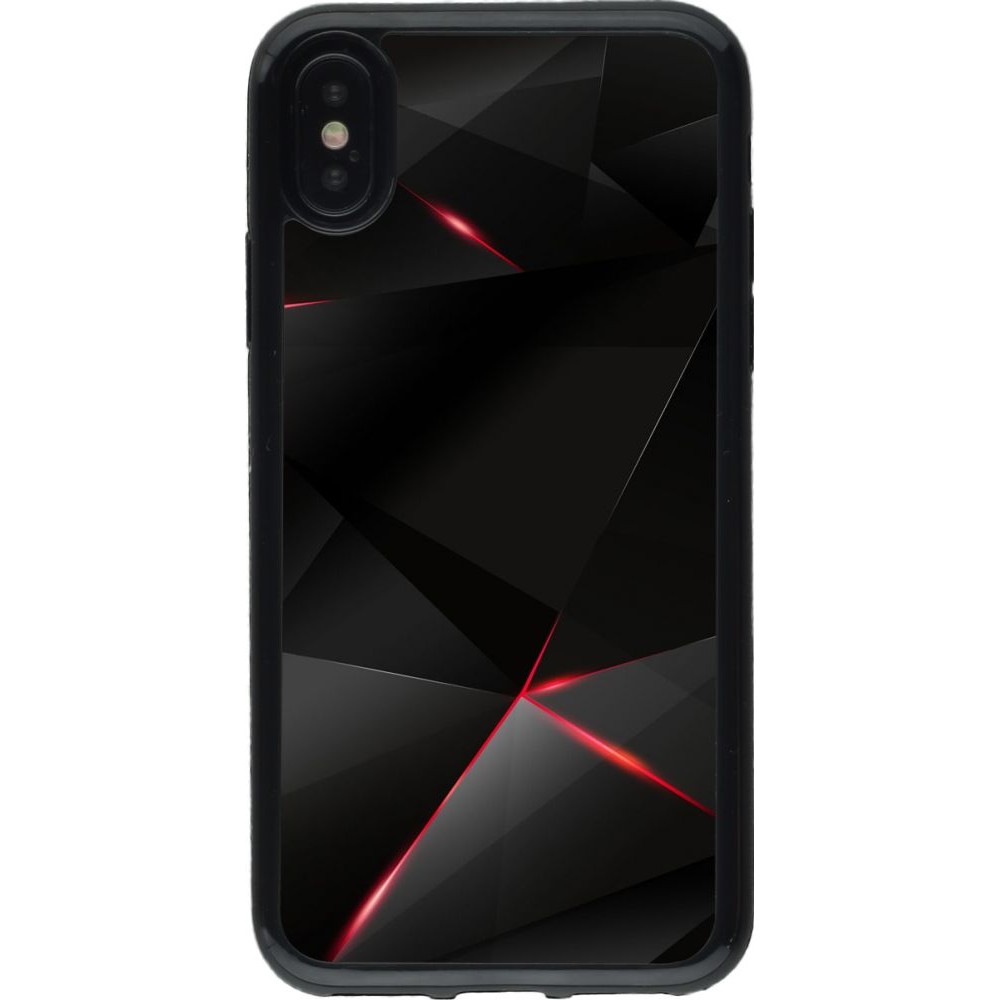 Coque iPhone X / Xs - Gel noir Black Red Lines