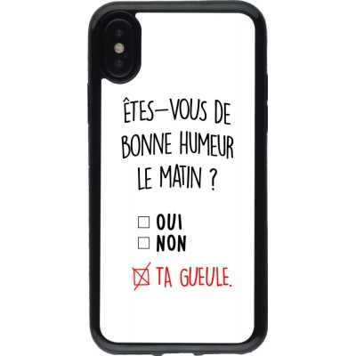 Coque iPhone X / Xs - Gel noir Bonne humeur matin