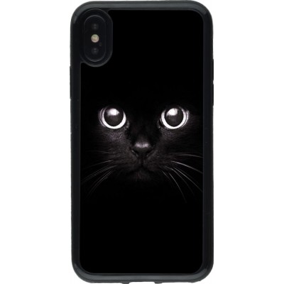 Coque iPhone X / Xs - Gel noir Cat eyes