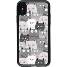 Coque iPhone X / Xs - Gel noir Chats gris troupeau