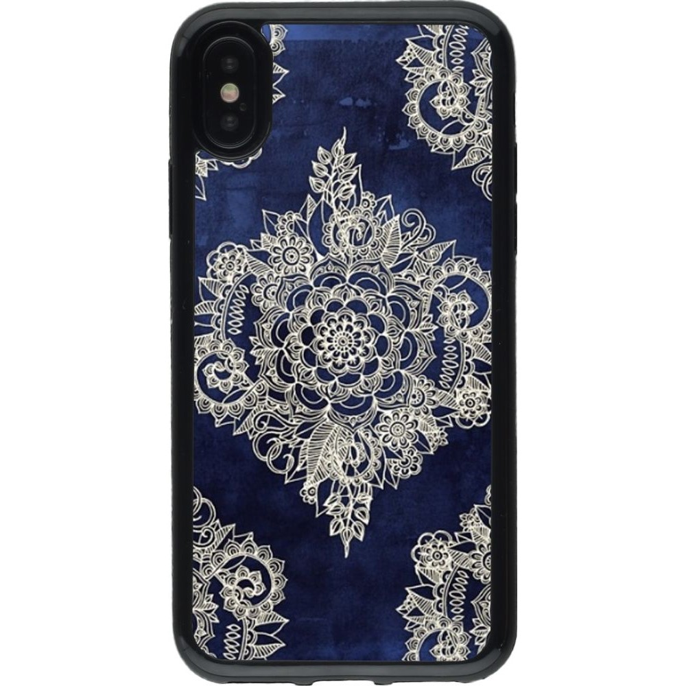 Coque iPhone X / Xs - Gel noir Cream Flower Moroccan