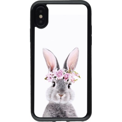 Coque iPhone X / Xs - Gel noir Easter 2023 flower bunny