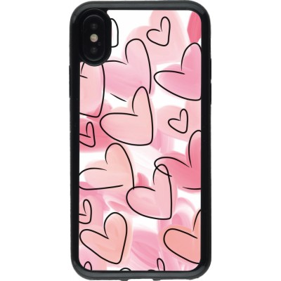 Coque iPhone X / Xs - Gel noir Easter 2023 pink hearts