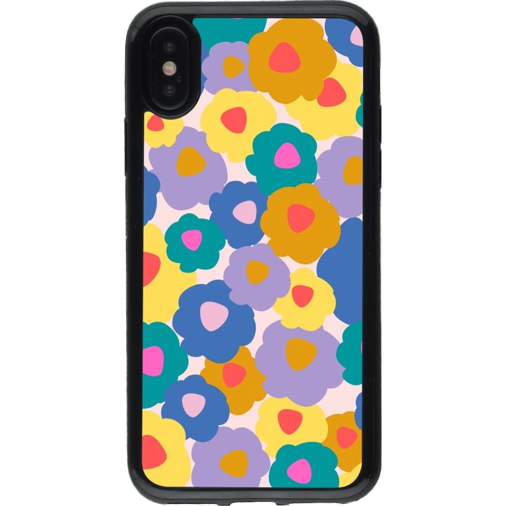 Coque iPhone X / Xs - Gel noir Easter 2024 flower power