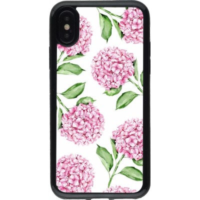 Coque iPhone X / Xs - Gel noir Easter 2024 pink flowers