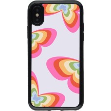 Coque iPhone X / Xs - Gel noir Easter 2024 rainbow butterflies