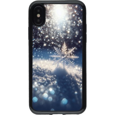 Coque iPhone X / Xs - Gel noir Flocon Solaire Éclat