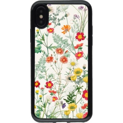 Coque iPhone X / Xs - Gel noir Flora Botanical Wildlife