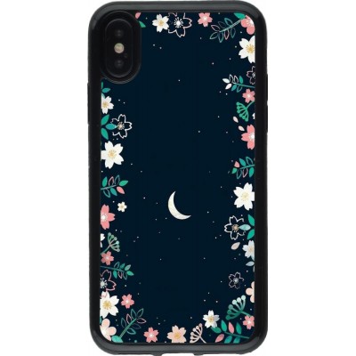 Coque iPhone X / Xs - Gel noir Flowers space