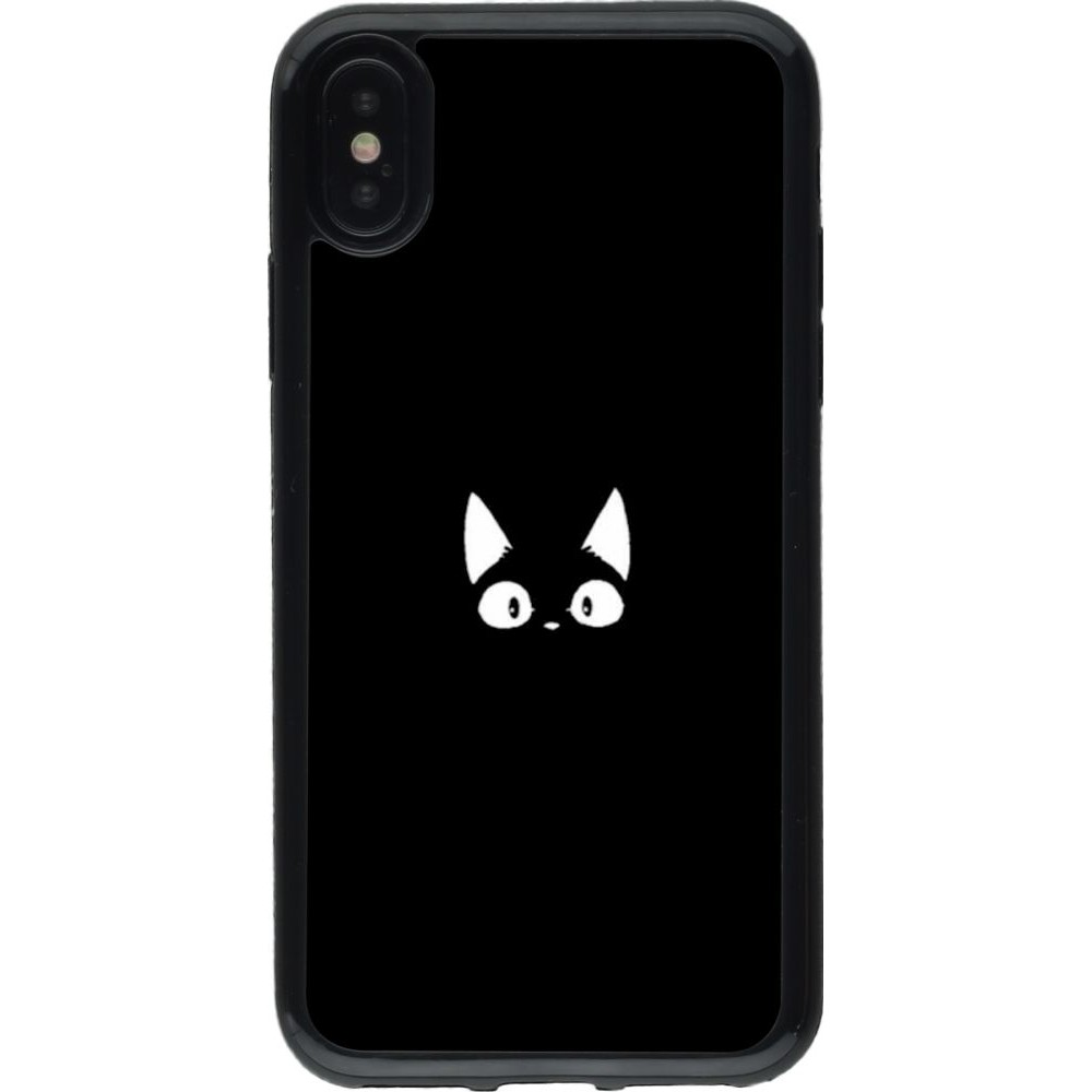 Coque iPhone X / Xs - Gel noir Funny cat on black