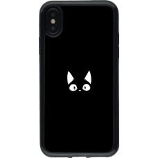 Coque iPhone X / Xs - Gel noir Funny cat on black