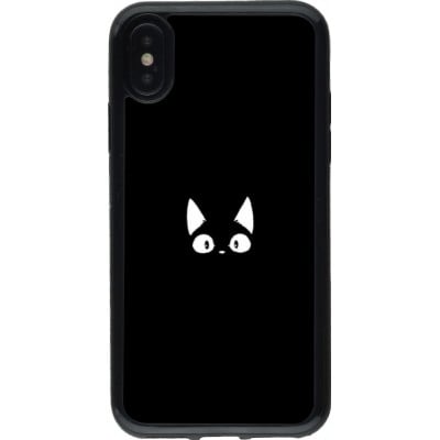 Coque iPhone X / Xs - Gel noir Funny cat on black