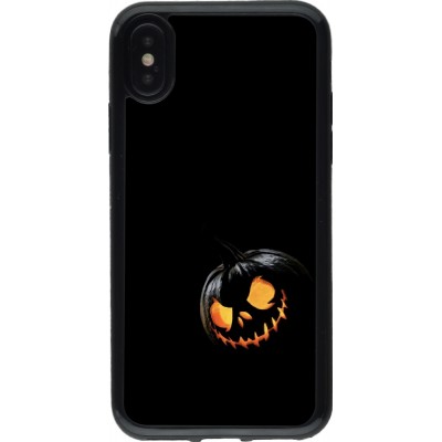 Coque iPhone X / Xs - Gel noir Halloween 2023 discreet pumpkin