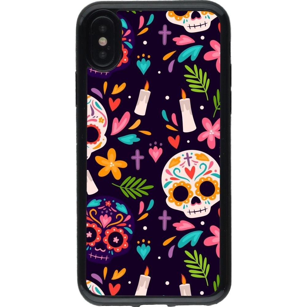 Coque iPhone X / Xs - Gel noir Halloween 2023 mexican style