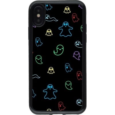 Coque iPhone X / Xs - Gel noir Halloween 2024 colorful ghosts