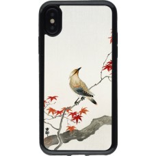 Coque iPhone X / Xs - Gel noir Japanese Bird