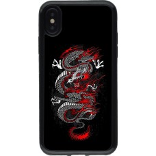 Coque iPhone X / Xs - Gel noir Japanese style Dragon Tattoo Red Black