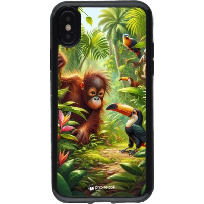 Coque iPhone X / Xs - Gel noir Jungle Tropicale Tayrona