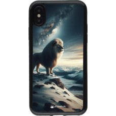 Coque iPhone X / Xs - Gel noir Le lion blanc