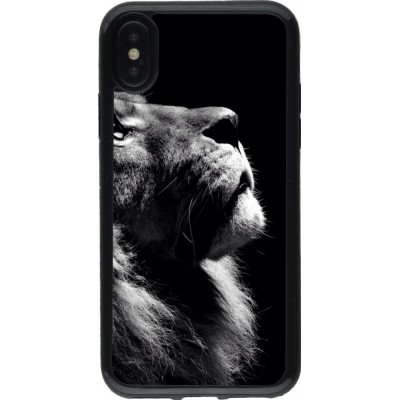 Coque iPhone X / Xs - Gel noir Lion looking up