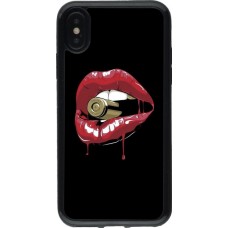 Coque iPhone X / Xs - Gel noir Lips bullet