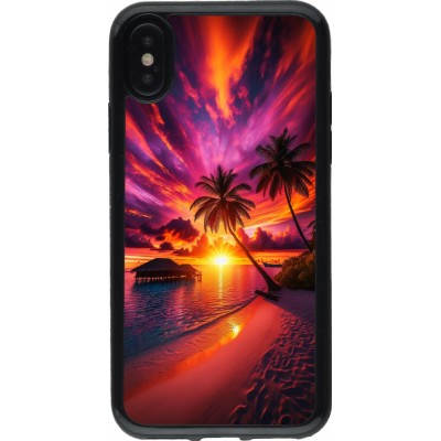 Coque iPhone X / Xs - Gel noir Maldives Dusk Bliss