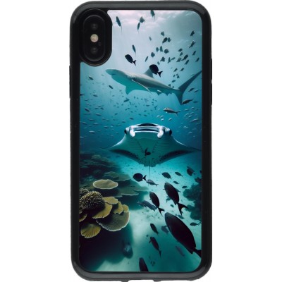 Coque iPhone X / Xs - Gel noir Manta Lagon Nettoyage