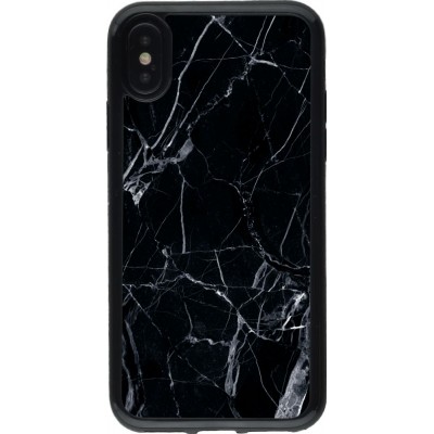 Coque iPhone X / Xs - Gel noir Marble Black 01