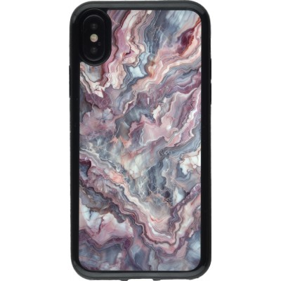 Coque iPhone X / Xs - Gel noir Marbre violette argentée