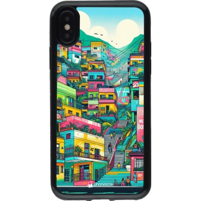 Coque iPhone X / Xs - Gel noir Medellin Comuna 13 Art