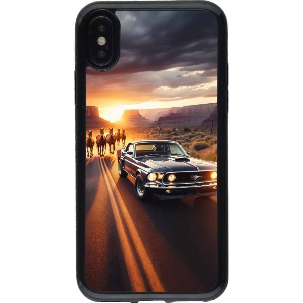 Coque iPhone X / Xs - Gel noir Mustang 69 Grand Canyon