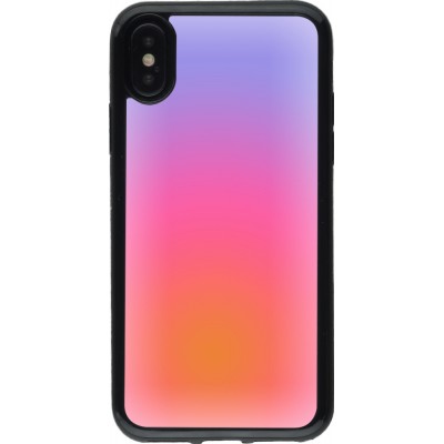 Coque iPhone X / Xs - Gel noir Orange Pink Blue Gradient