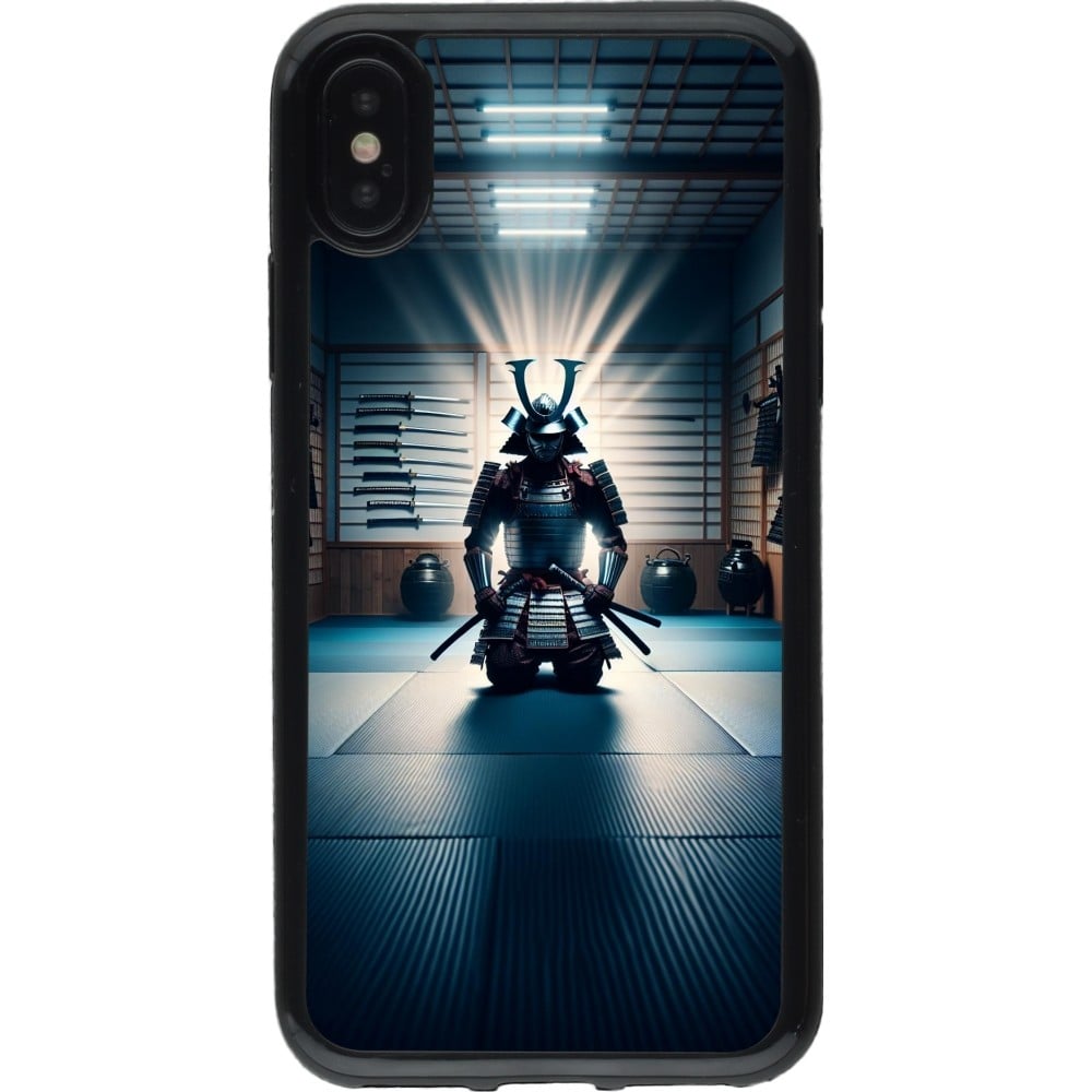 Coque iPhone X / Xs - Gel noir Samouraï en prière