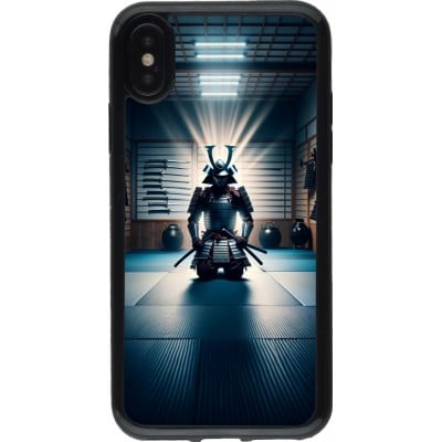 Coque iPhone X / Xs - Gel noir Samouraï en prière