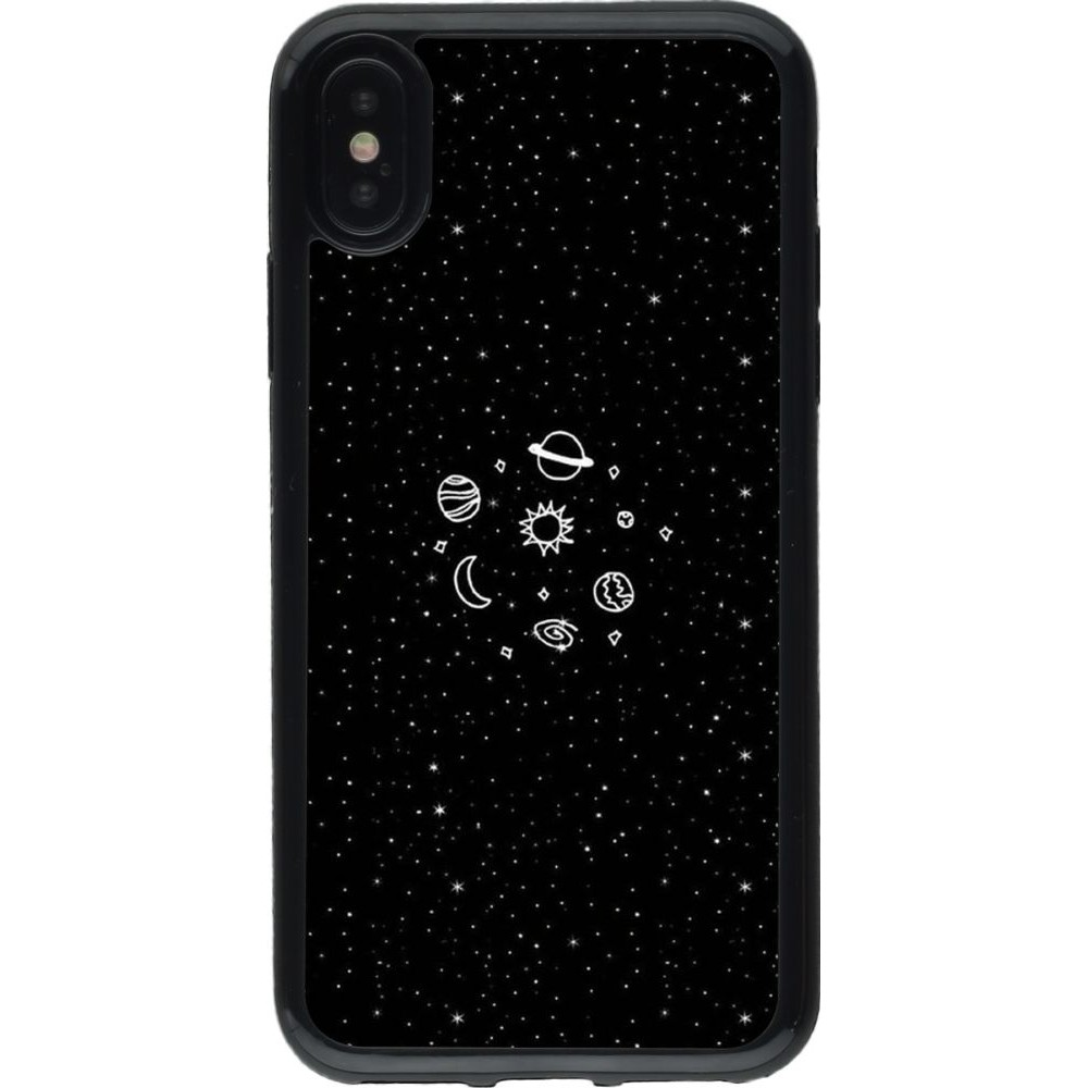 Coque iPhone X / Xs - Gel noir Space Doodle