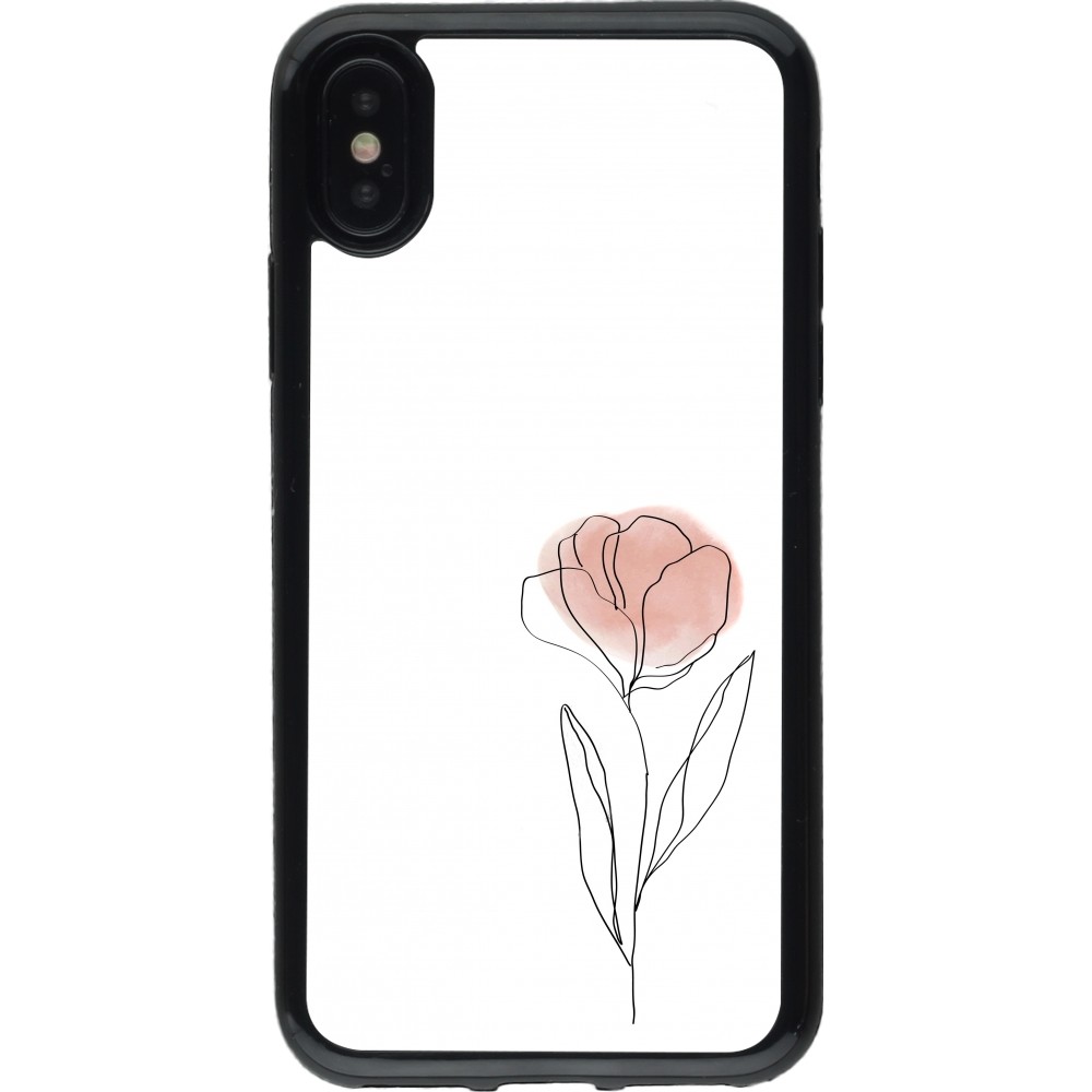 Coque iPhone X / Xs - Gel noir Spring 23 minimalist flower