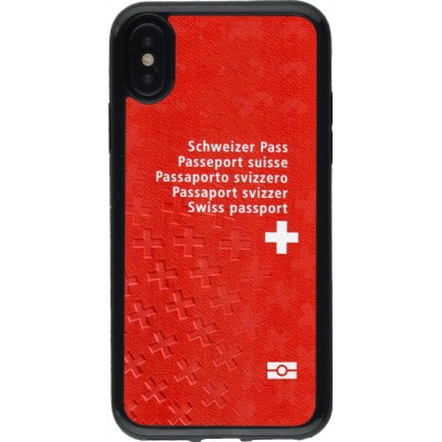 Coque iPhone X / Xs - Gel noir Swiss Passport