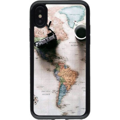 Coque iPhone X / Xs - Gel noir Travel 01