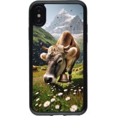 Coque iPhone X / Xs - Gel noir Vache montagne Valais