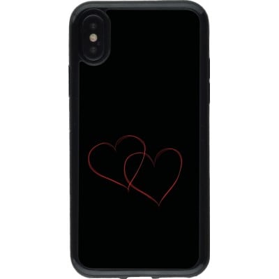 Coque iPhone X / Xs - Gel noir Valentine 2023 attached heart