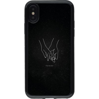 Coque iPhone X / Xs - Gel noir Valentine 2023 hands forever