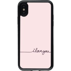 Coque iPhone X / Xs - Gel noir Valentine 2023 i love you writing