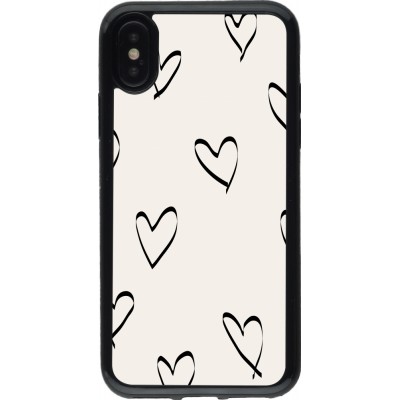 Coque iPhone X / Xs - Gel noir Valentine 2023 minimalist hearts